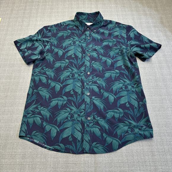 Cotton & Co Other - Cotton & Co Shirt Mens Medium Hawaiian Palm Leaf Button Lightweight Aloha Resort